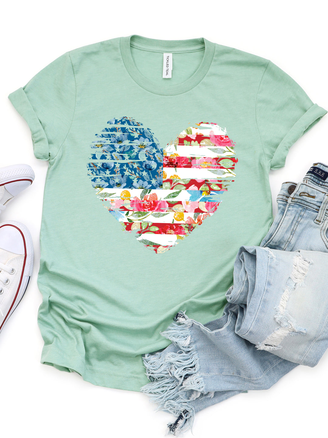 Watercolor Flag Heart Graphic Tee