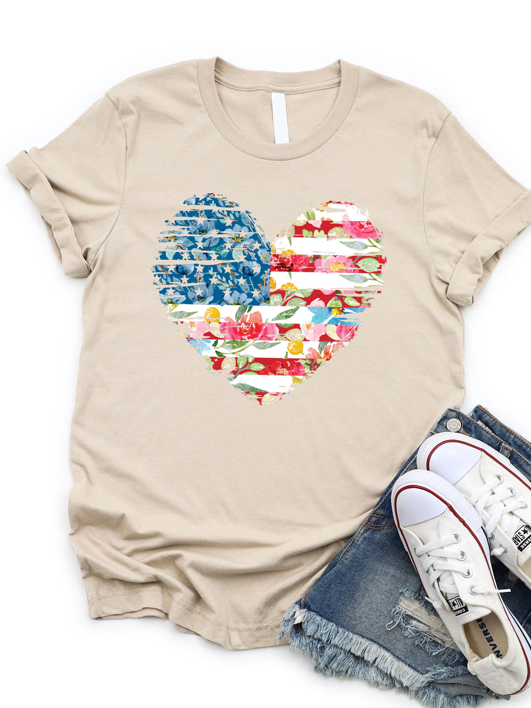 Watercolor Flag Heart Graphic Tee