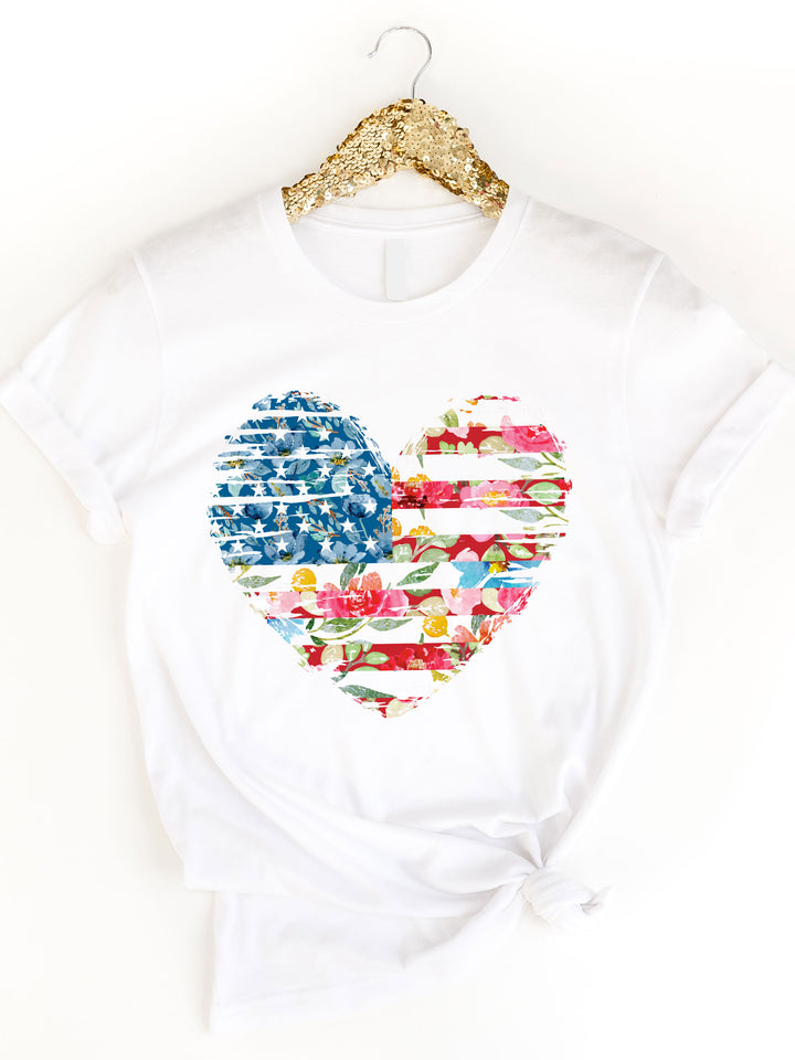 Watercolor Flag Heart Graphic Tee