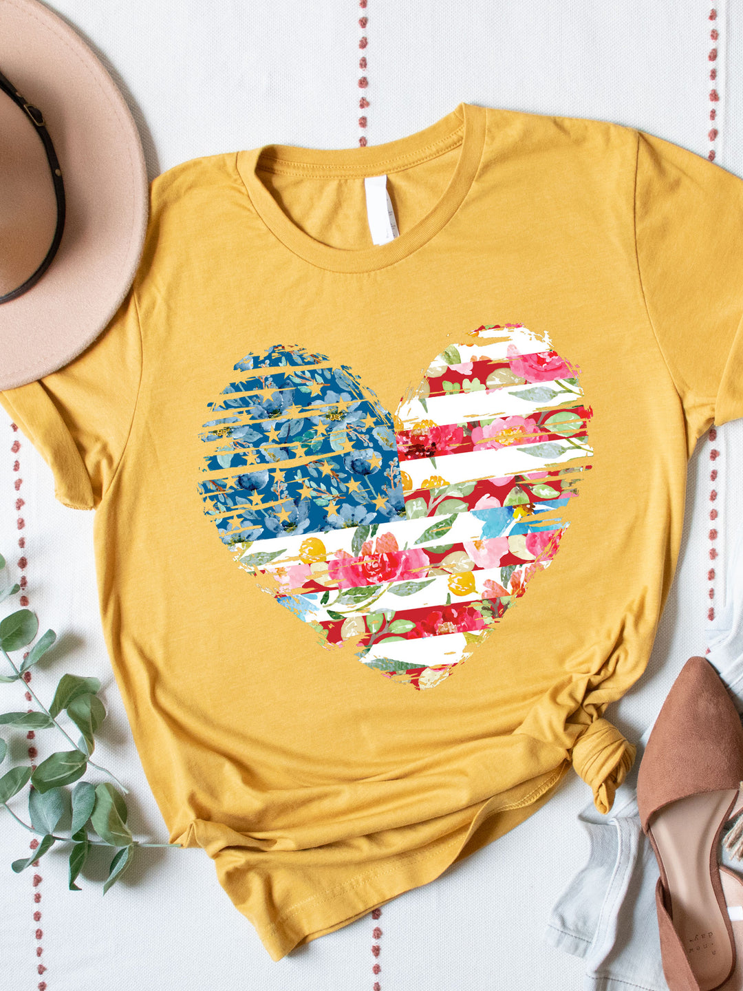 Watercolor Flag Heart Graphic Tee