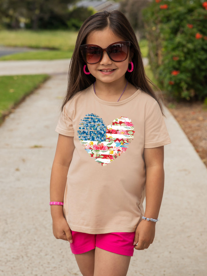 Watercolor Flag Heart Kids Graphic Tee