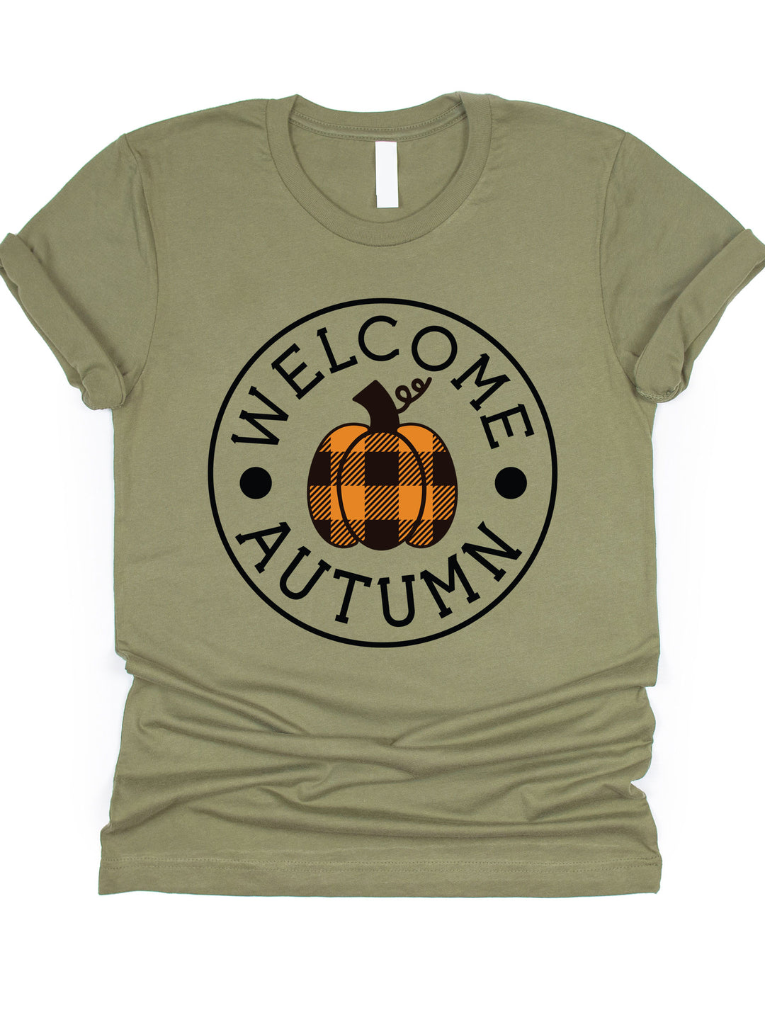 Welcome Autumn Checkered Pumpkin Graphic Tee