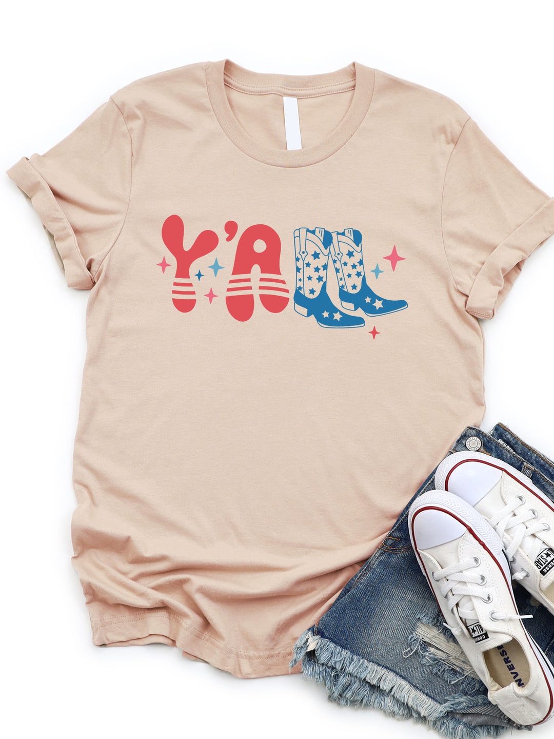 Y'all Boots Red White Blue Graphic Tee