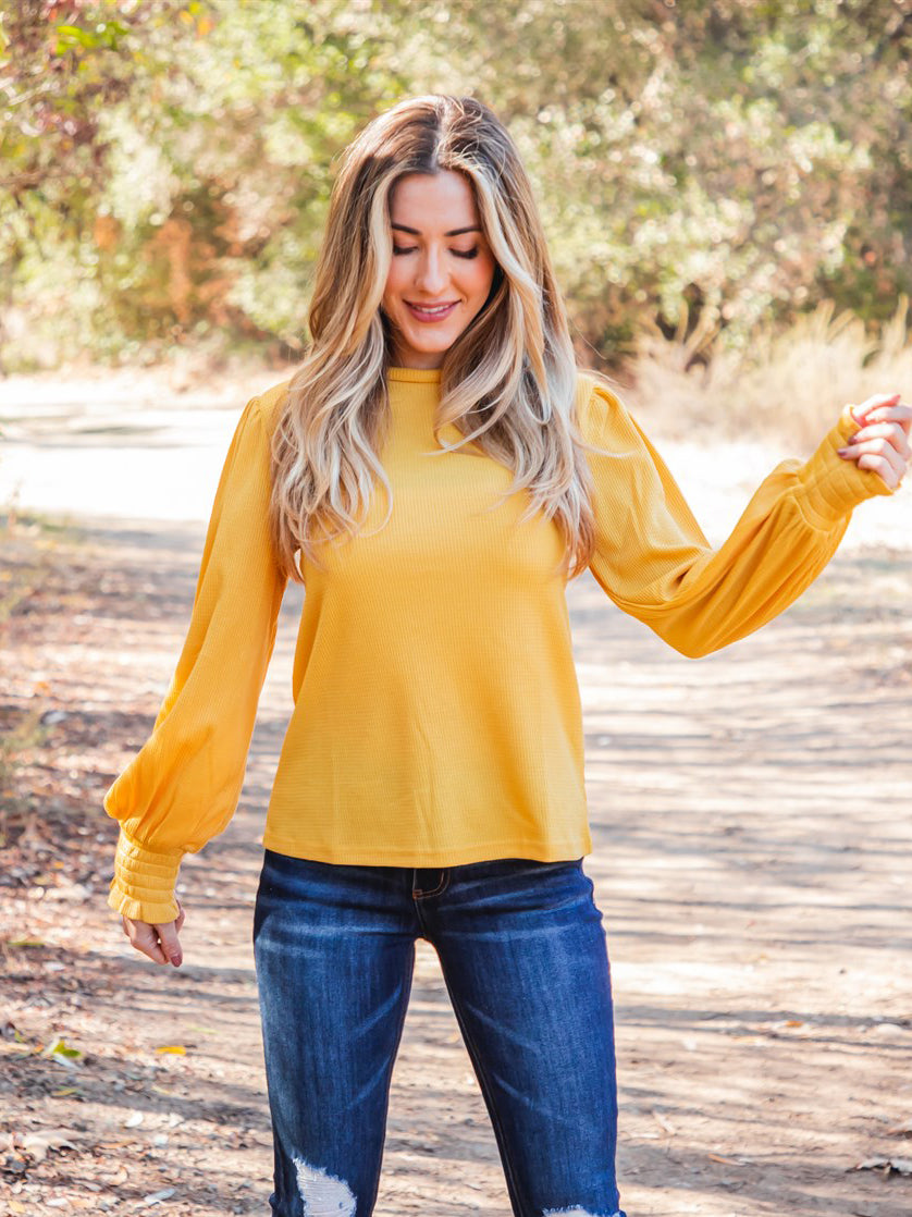 Kayla Top - Mustard – Tickled Teal LLC