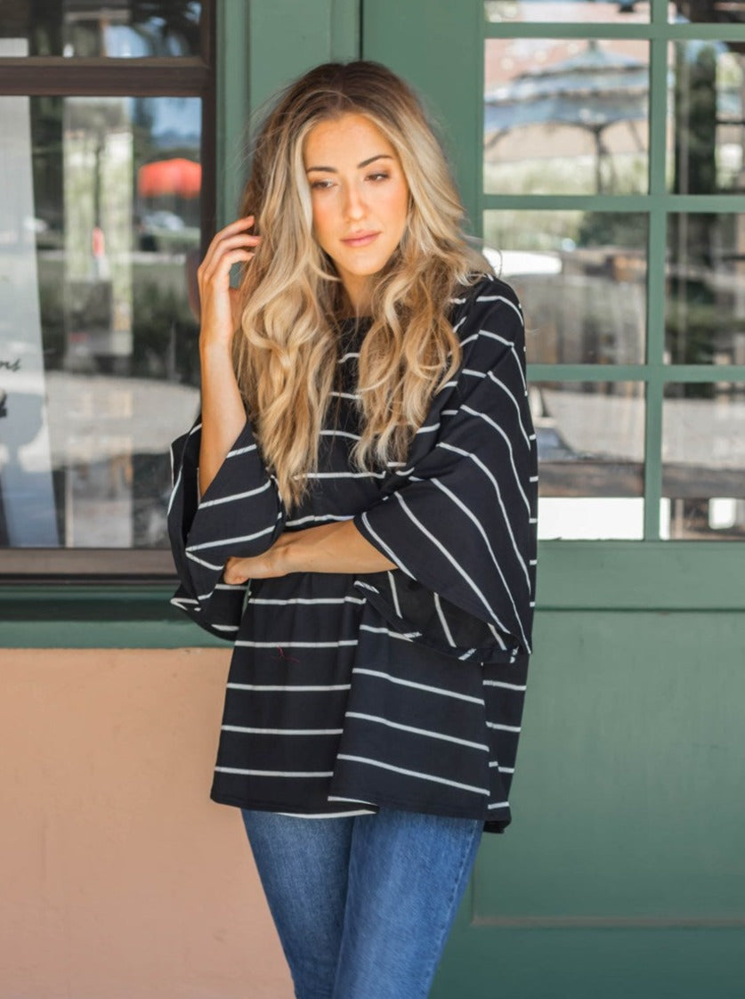 Bell Sleeve Striped Austin Top