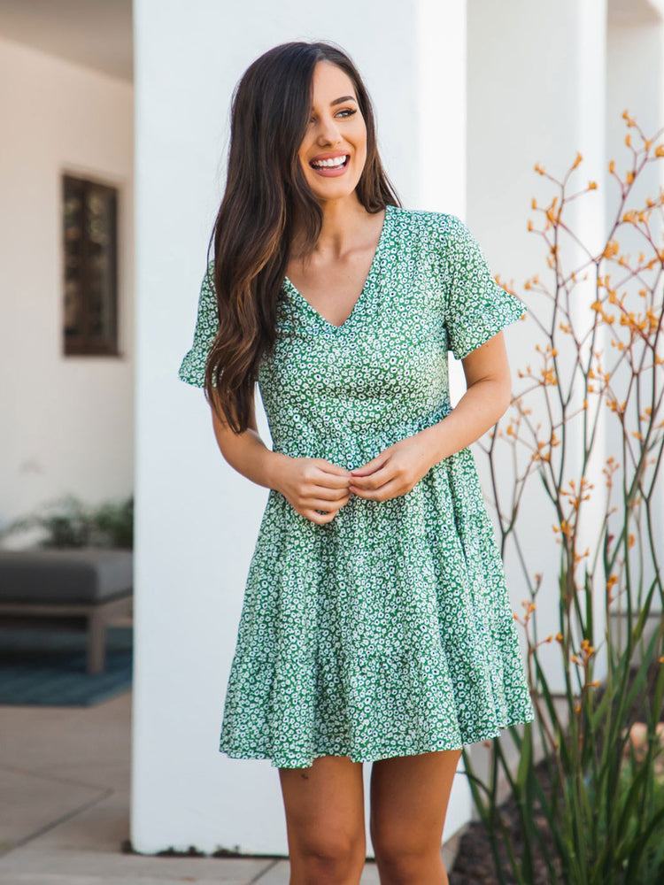 Melanie Dress - Green Floral