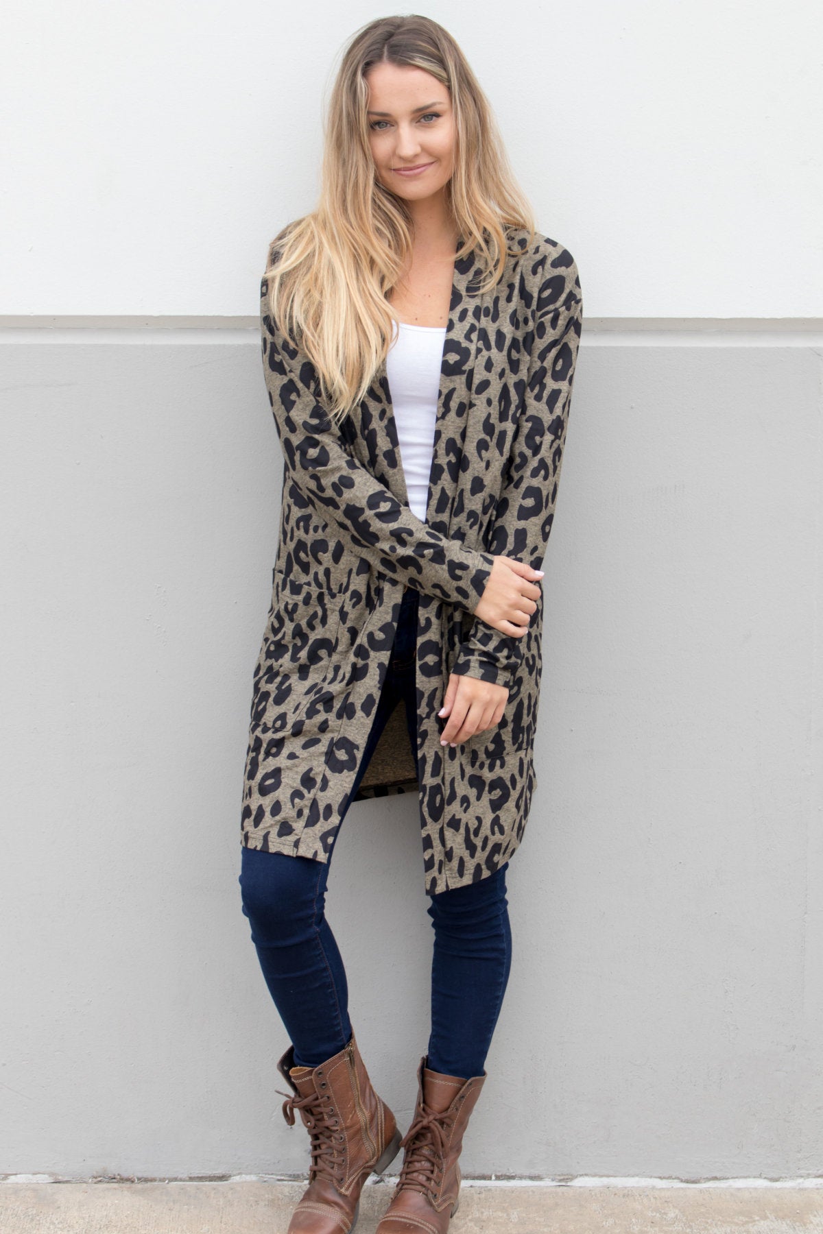 Animal print clearance open cardigan