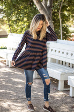 The Ember Top - Navy/Brown - Tickled Teal LLC