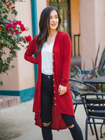 Lea Button Cardigan - Red