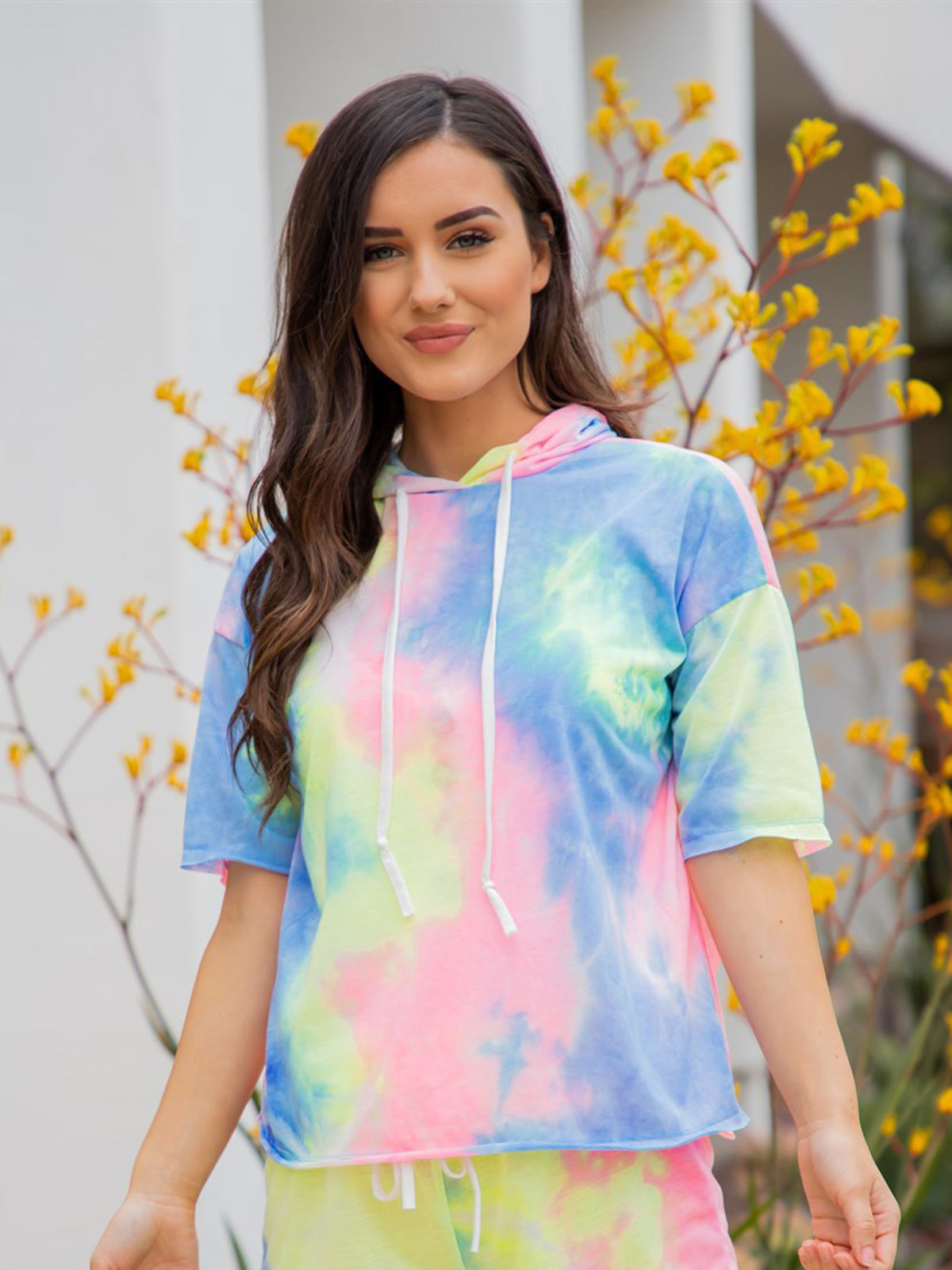 Tie Dye Hooded Tee Neon Rainbow Tickled Teal LLC