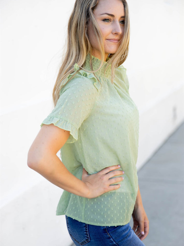 Swiss Dot Fawn Top