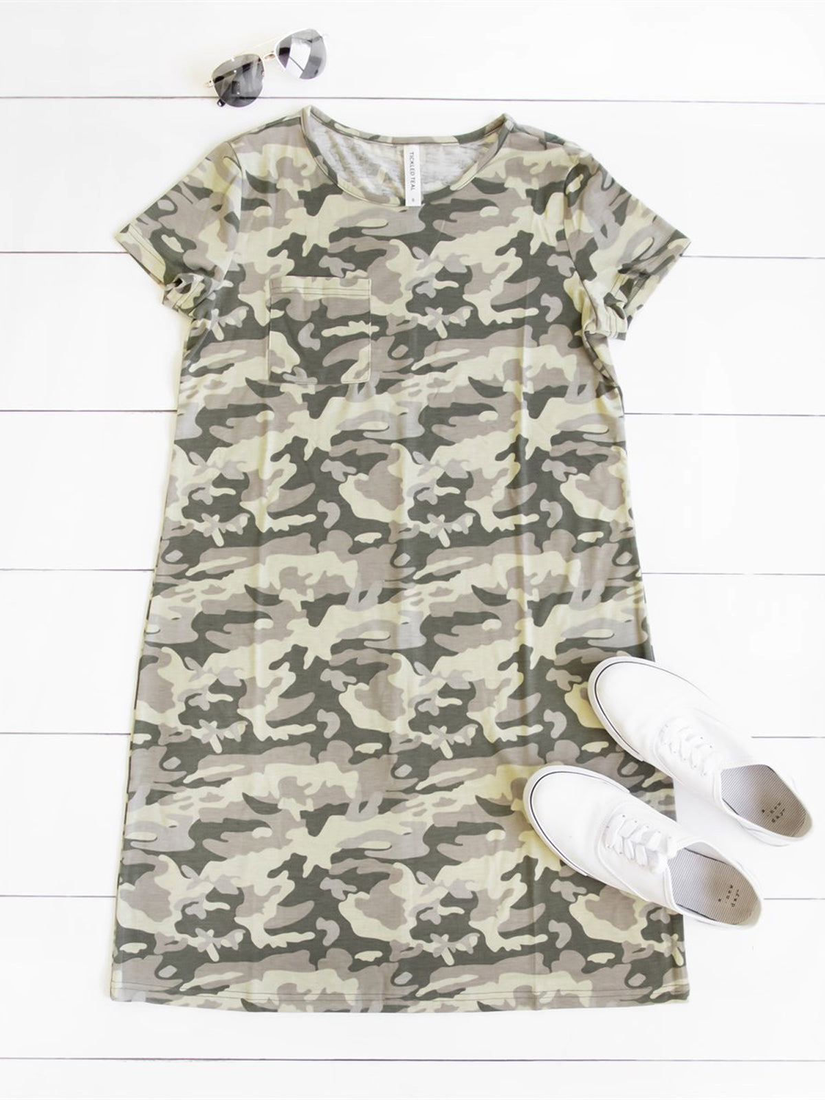 Kami Pocket T-shirt Dress Large / Camo Green Kami Pocket T-shirt Dress Large / Camo Green