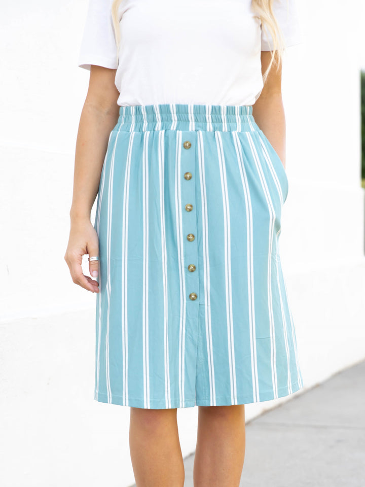Striped Button Detail Hazel Skirt