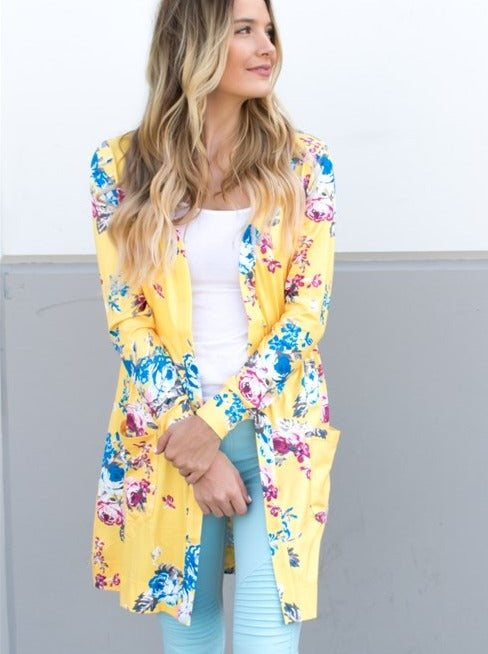 Floral Pocket Cardigan - Tickled Teal LLC