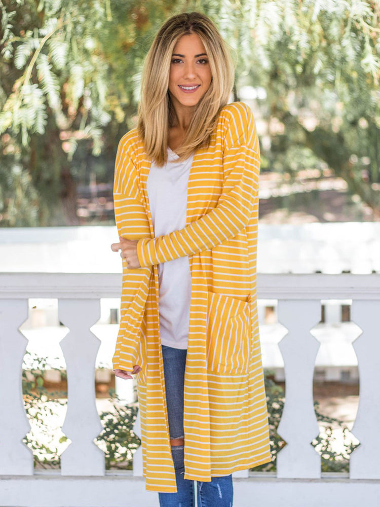 The Striped Leah Cardigan - Yellow