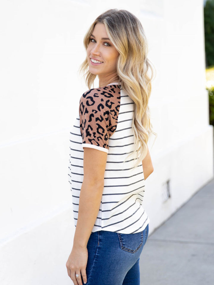 Quinn Leopard Sleeve Raglan Top
