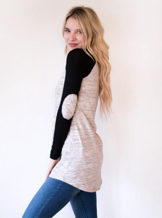 Elbow Patch Raglan Tunic - Tickled Teal LLC