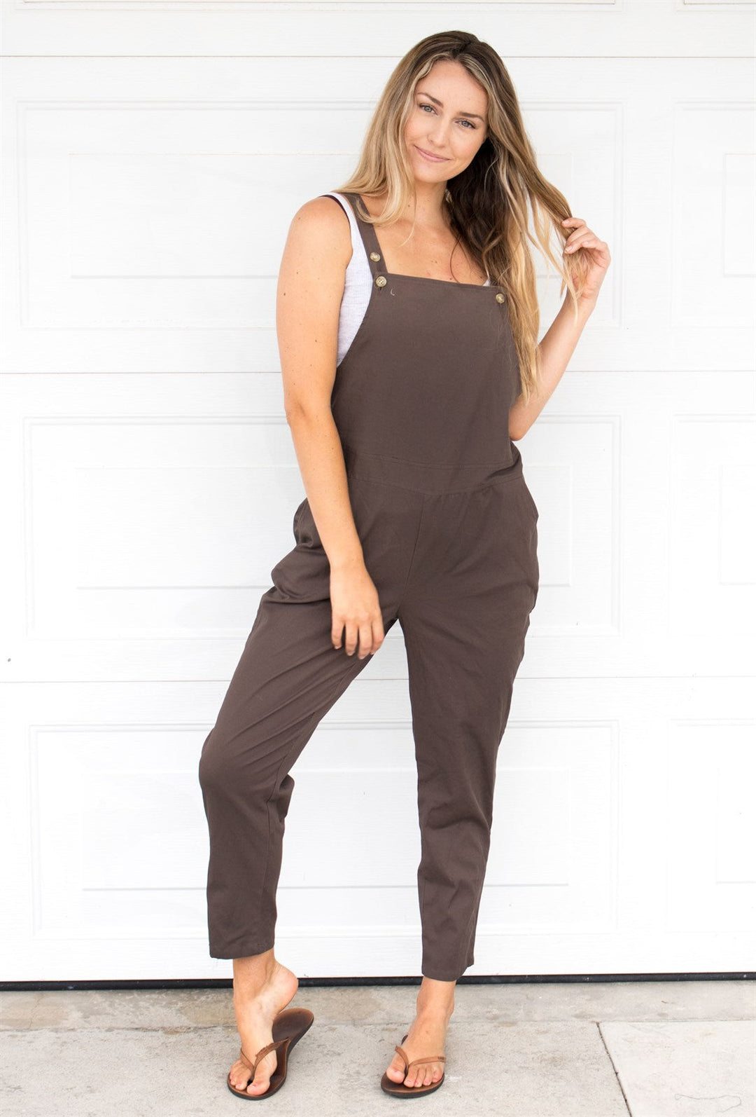 The Lyndsey Overalls - Brown - Tickled Teal LLC