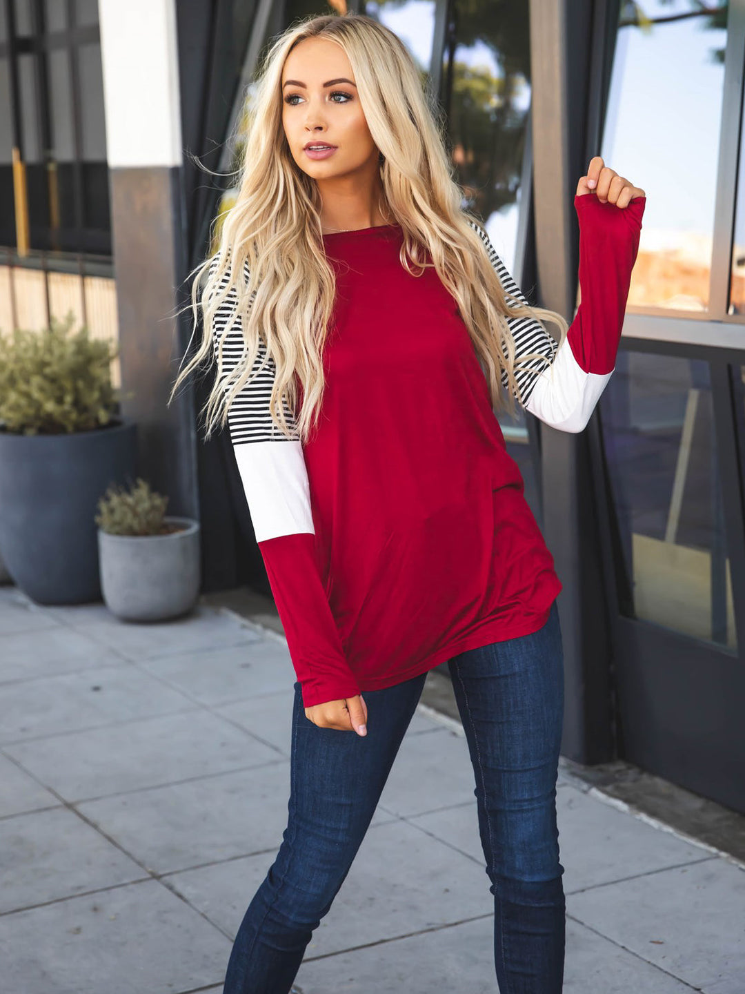 Striped Sleeve Christy Top
