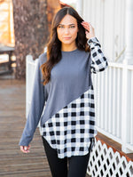 Dana Top - Charcoal / White Plaid