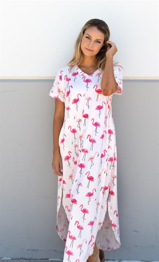 Flamingo Relaxed Maxi Dress - Tickled Teal LLC