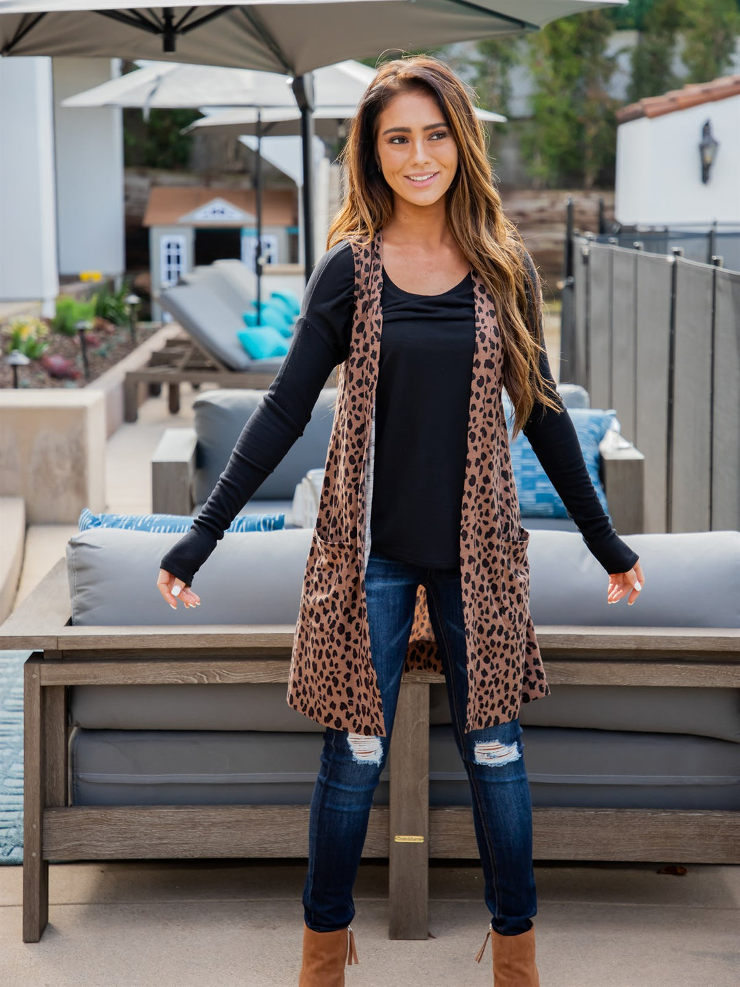 Kiara Vest - Dark Brown Cheetah