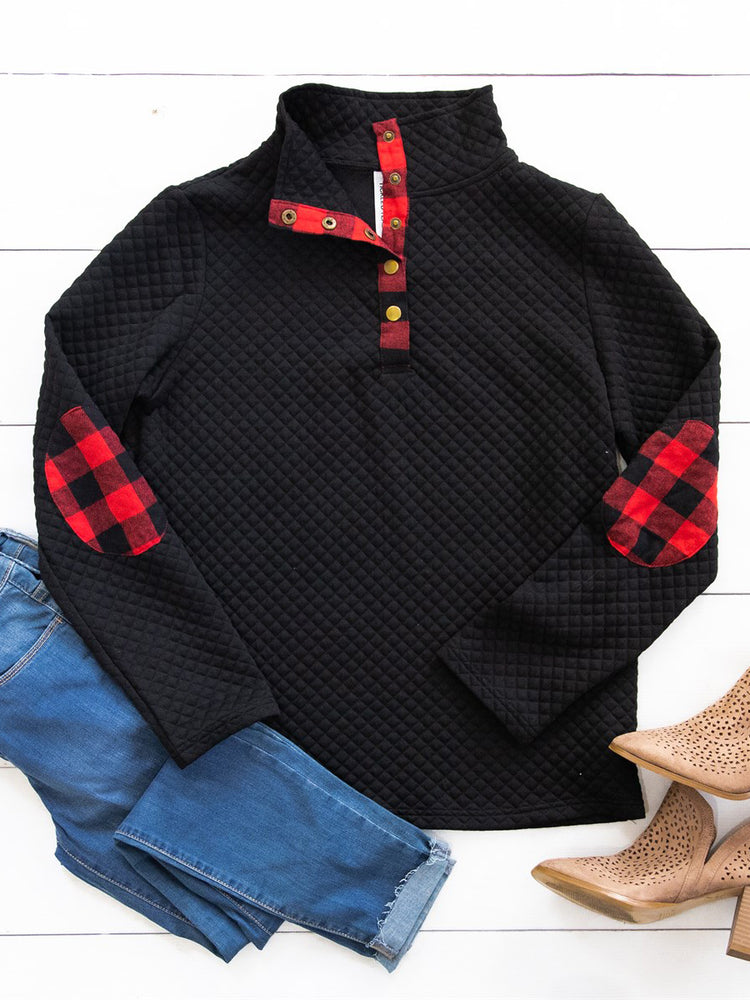 Sammy Plaid Quilted Pullover - Black