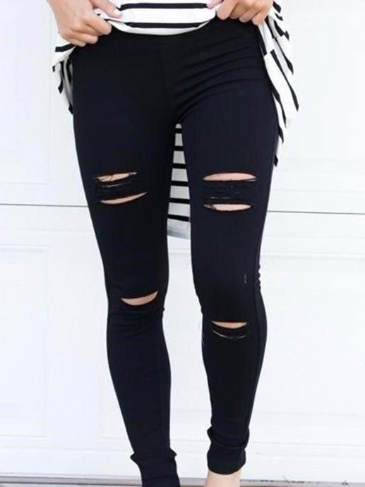 Distressed Jeggings - Black