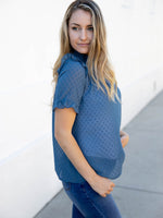 Swiss Dot Fawn Top - Blue