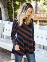 The Ember Top - Navy/Brown