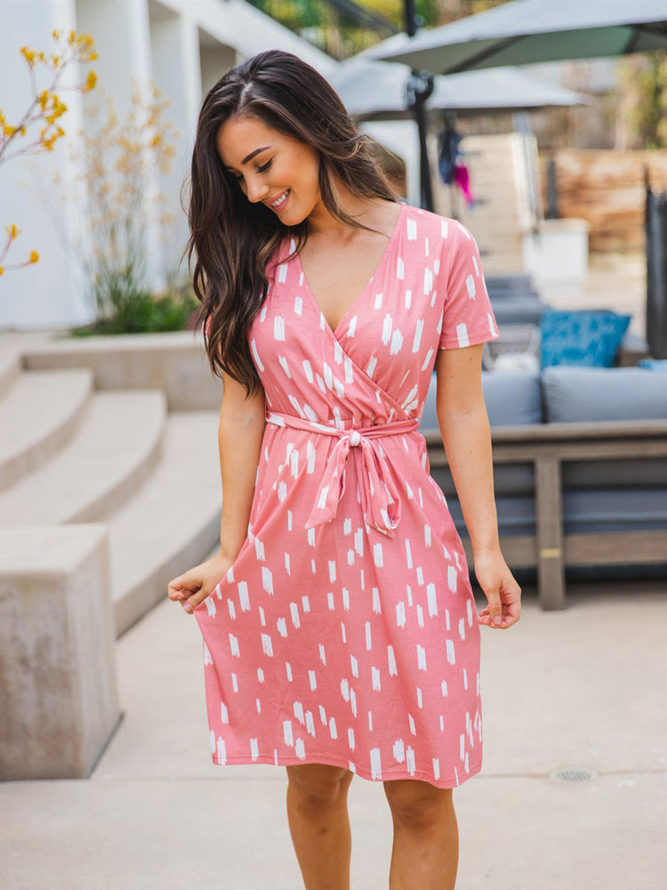 Berkeley Dress - Pink White Dash