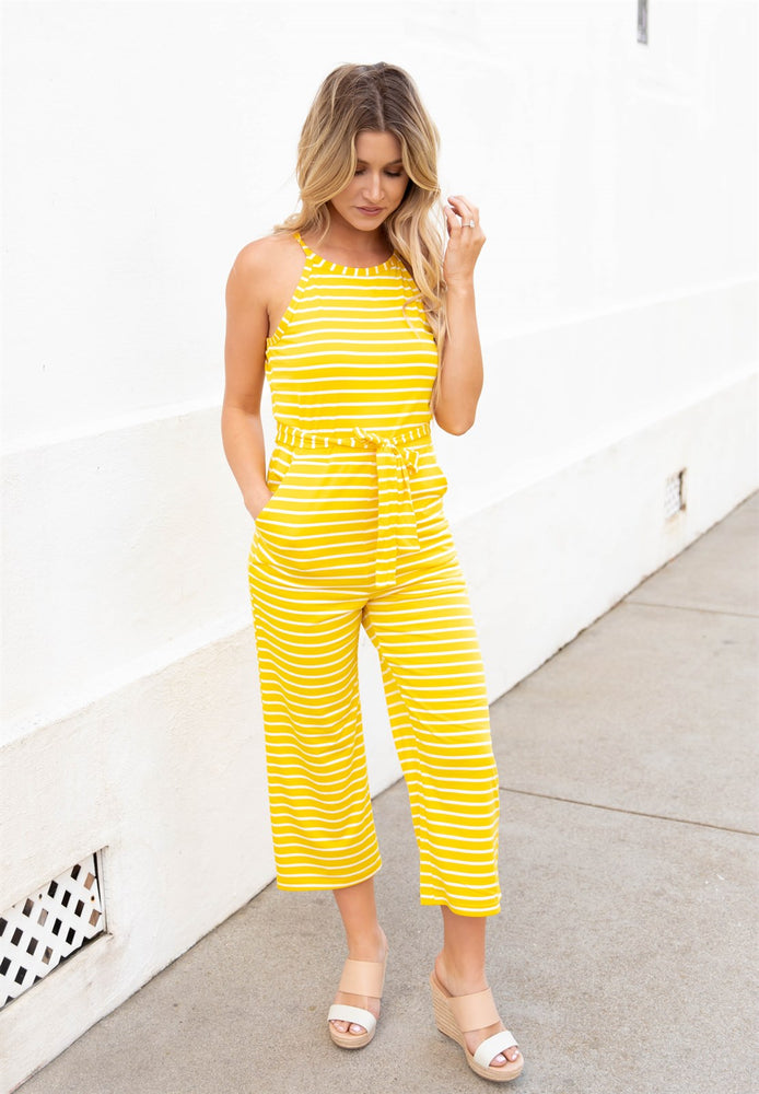 The Claire Jumpsuit - Yellow/White