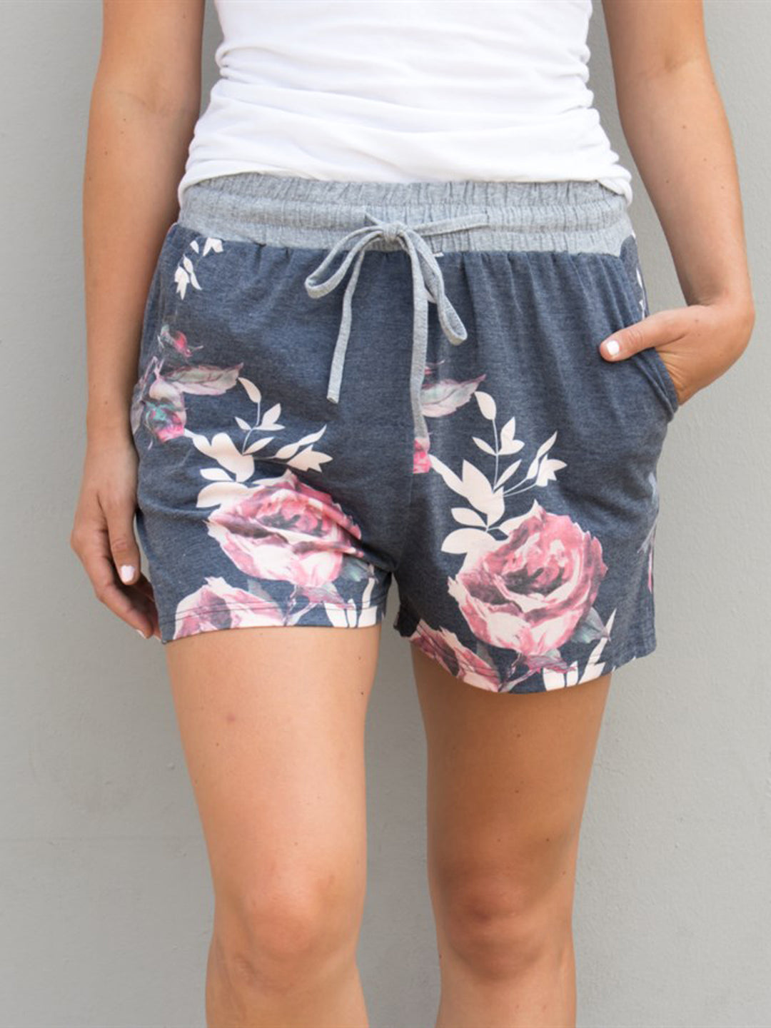 Floral Lounge Shorts - Charcoal
