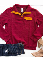 Kennedy Quilted Pullover - Cranberry