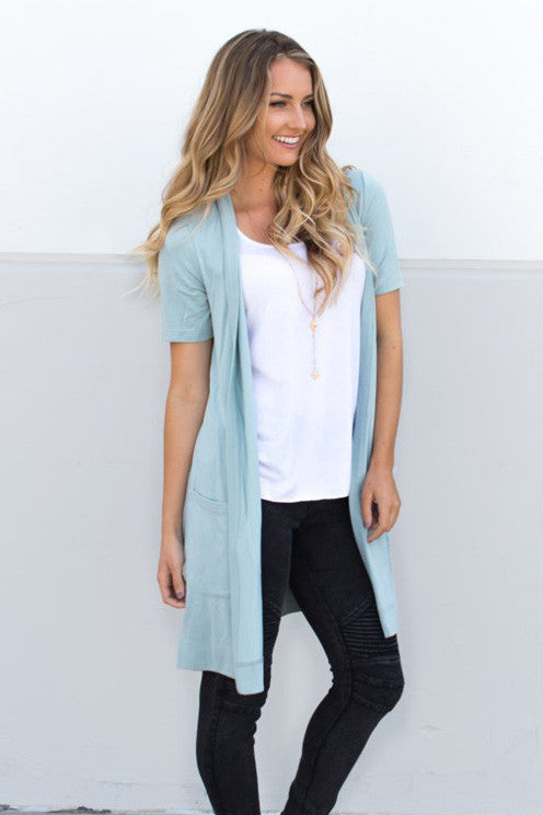 Short Sleeve Pocket Cardigan – Tickled Teal LLC