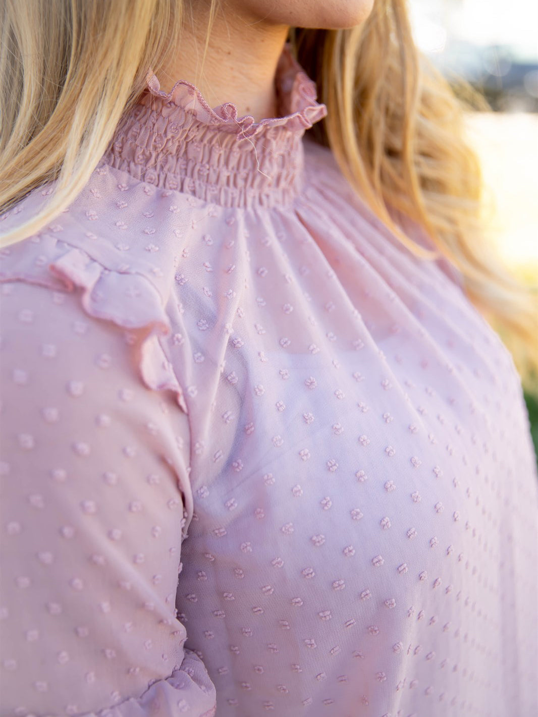 Swiss Dot Fawn Top