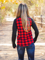 Plaid Nico Top - Black/Red Buffalo Plaid