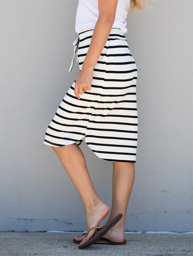 Stripe Weekend Skirt - White Stripe - Tickled Teal LLC