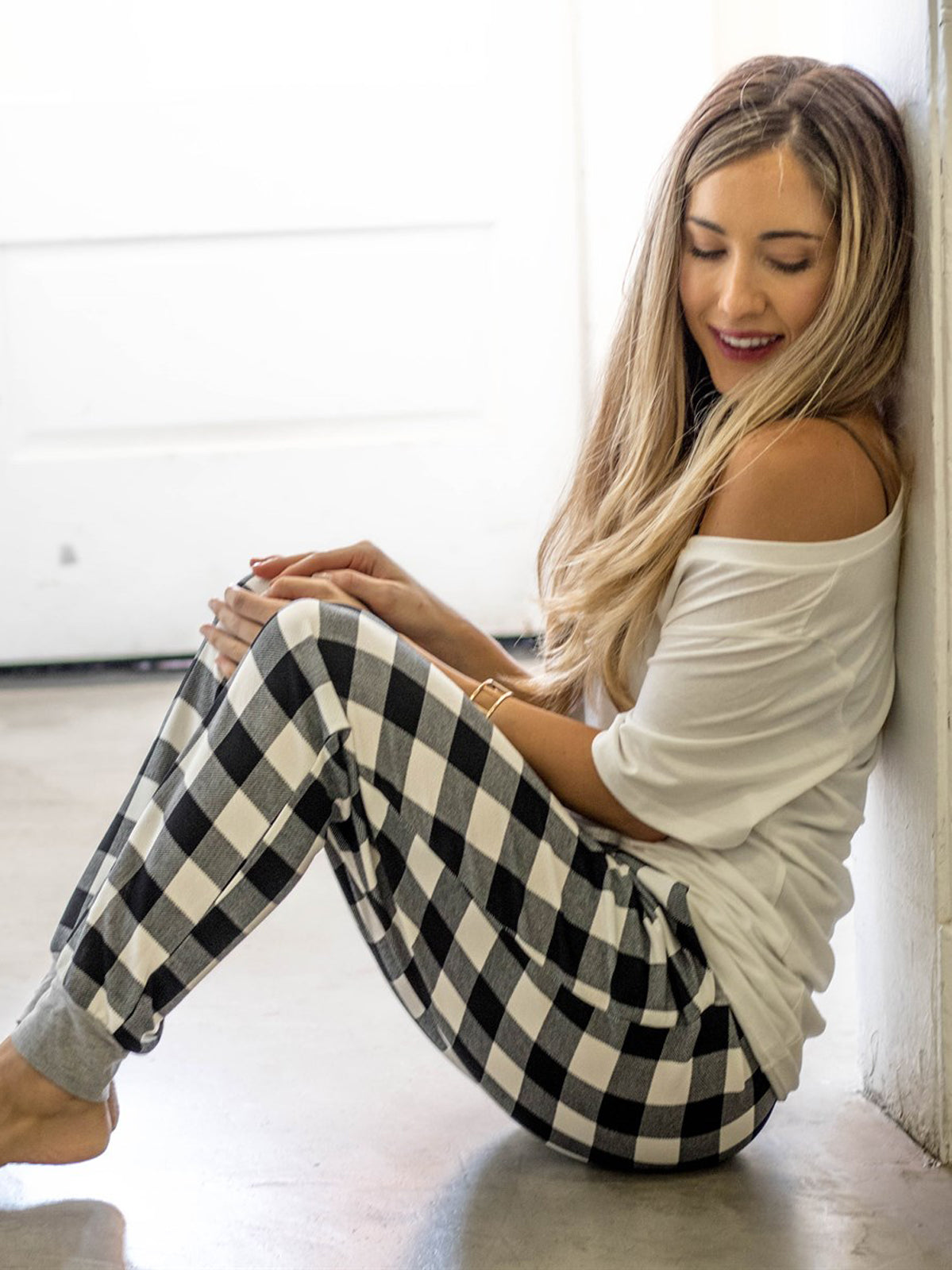 Plaid cheap joggers women