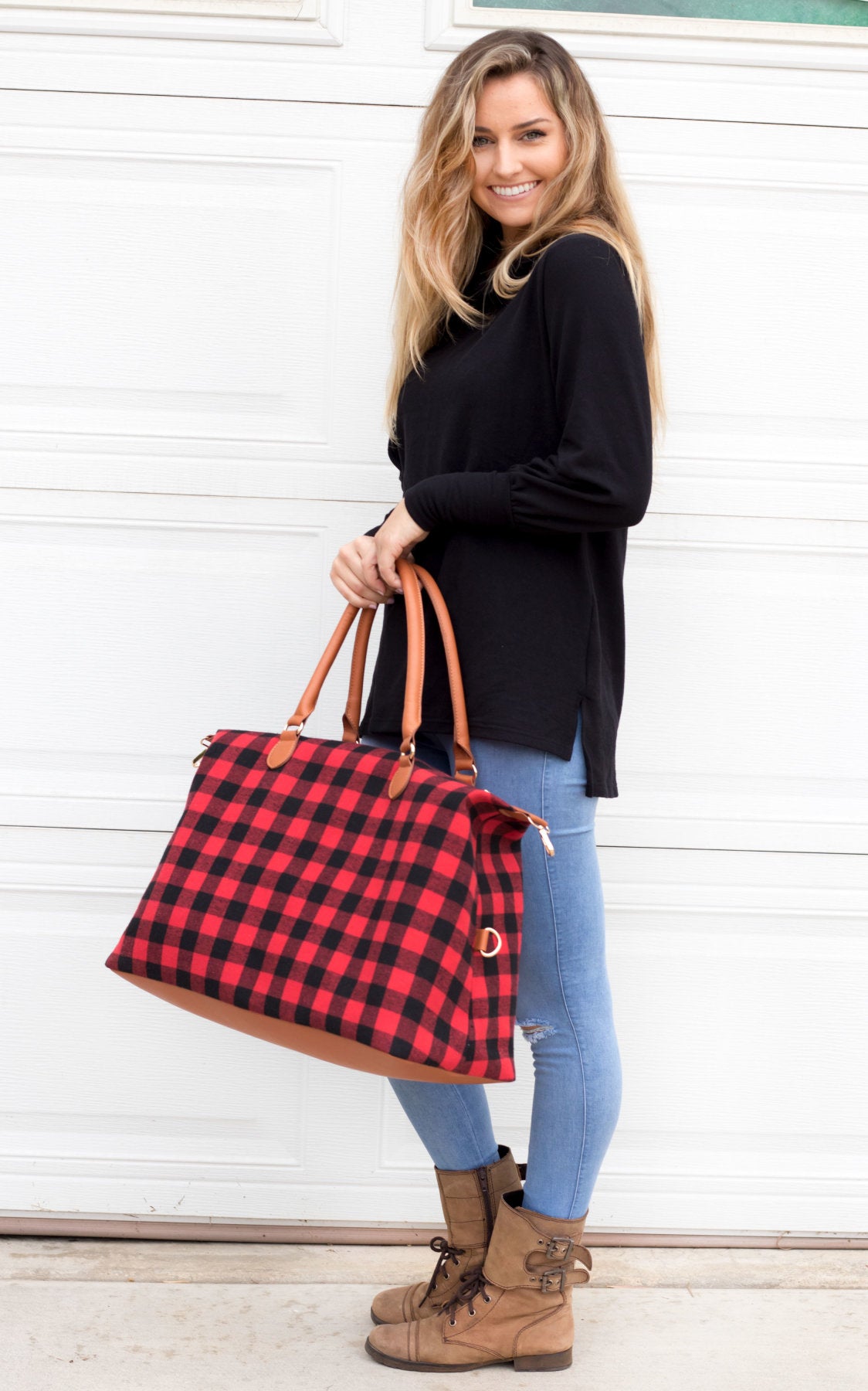 Buffalo plaid hot sale weekender bag