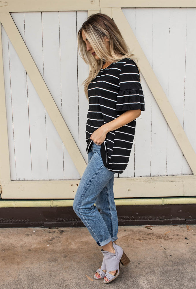 Palmer Flare Sleeve Top - Black