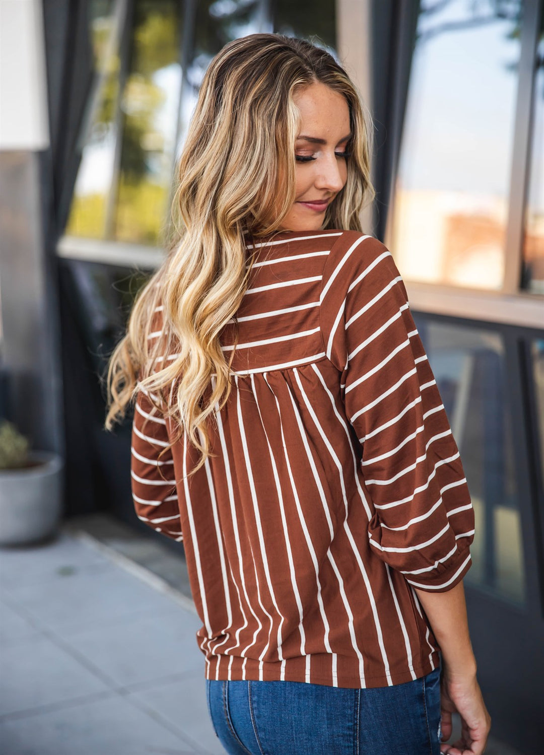 Striped 3/4 Sleeve Esme Top