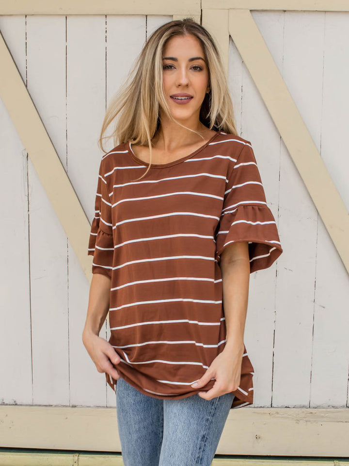 Palmer Thick Stripe Flare Sleeve Top
