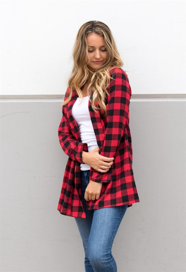 Plaid flannel cardigan sale