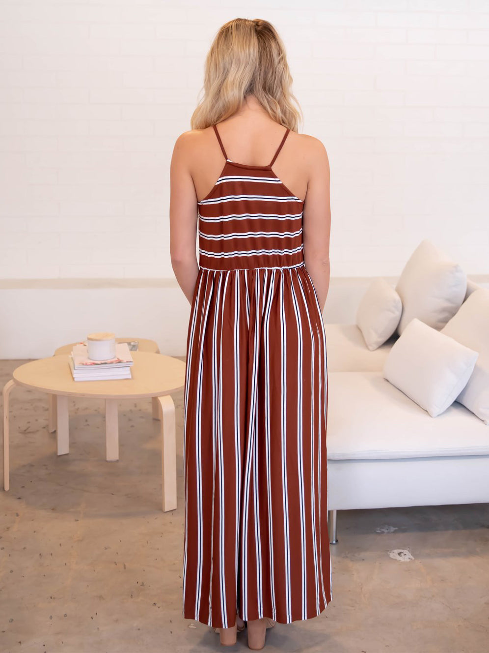 Dawn Striped High Neck Maxi Dress