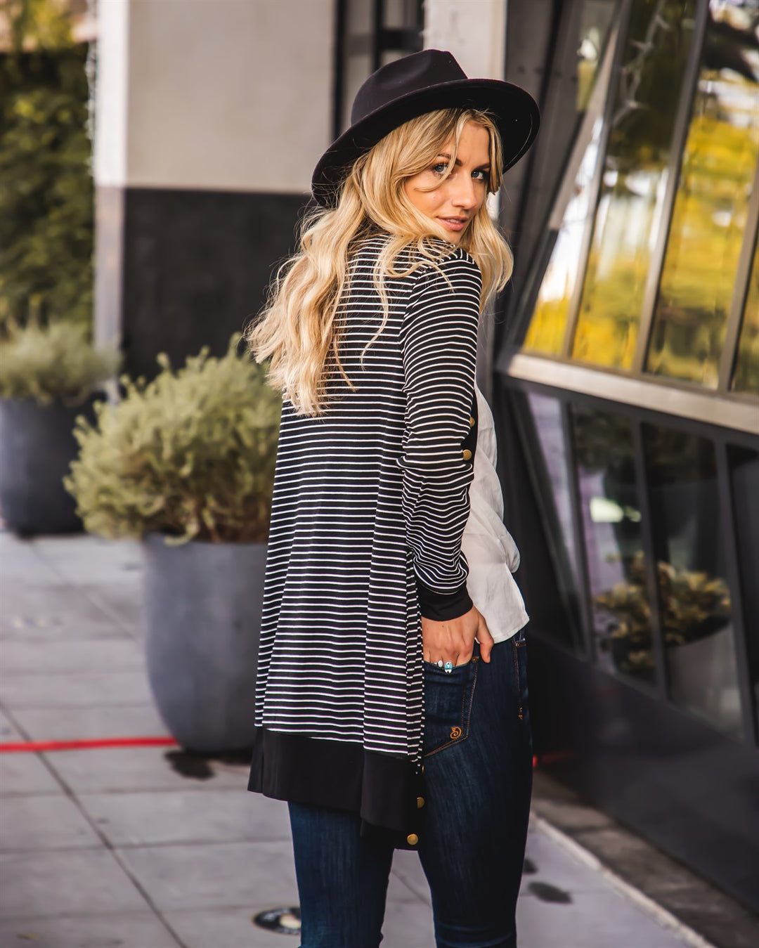 Striped Snap Front Cleo Cardigan