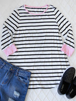 3/4 Sleeve Stella Top - White/Pink