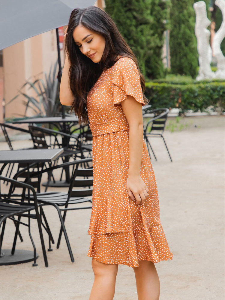 Patterned Katie Dress - Gold Dot
