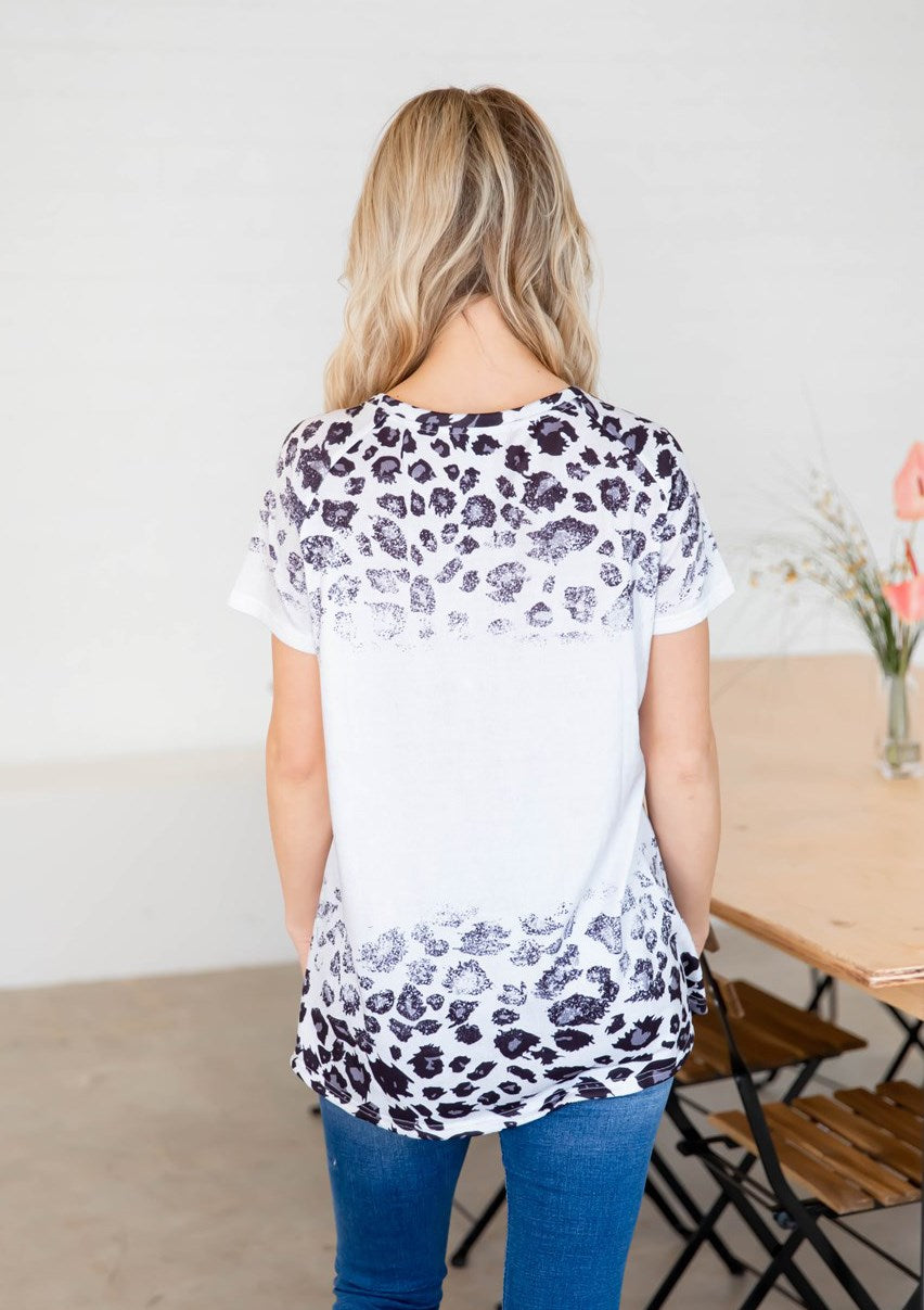Short Sleeve Ombre Cheetah Print Top