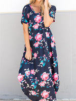 Relaxed Floral Maxi Dress - Navy